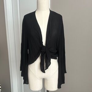 Elan Black Tie-Front Cardigan